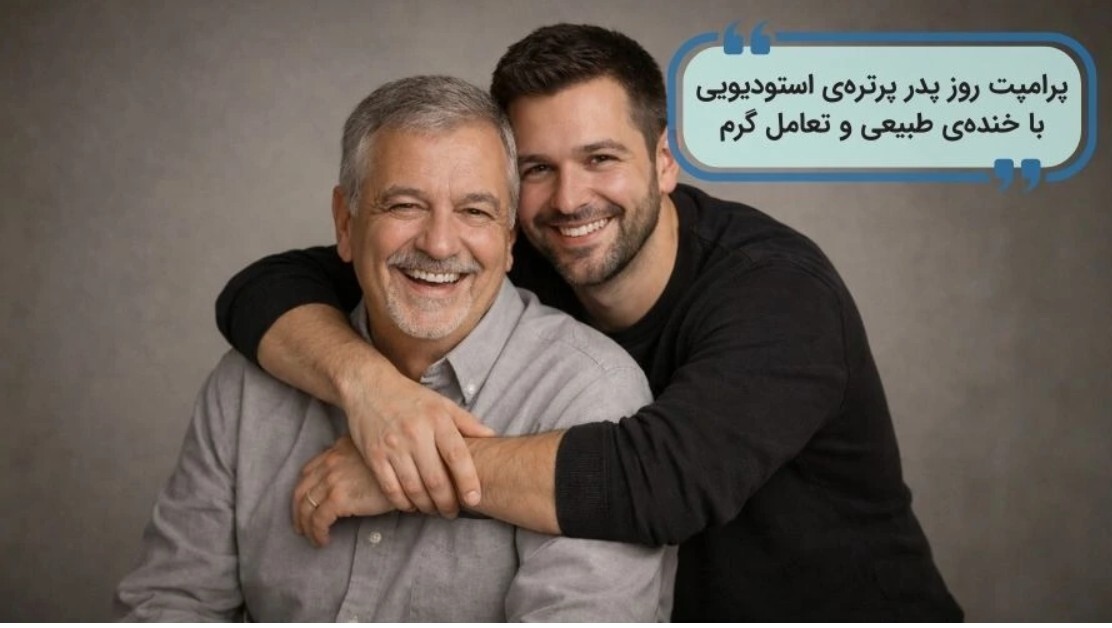 ساخت عکس فرزند و پدری با هوش مصنوعی برای روز پدر ۱۴۰۴ / پرامپت عکس دونفره با پدر