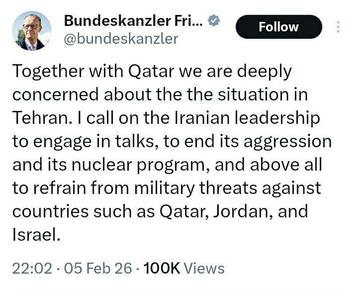 توئیت ضدایرانی صدراعظم آلمان در آستانه مذاکرات مسقط