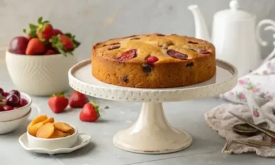 طرز تهیه کیک میوه‌ای خانگی نرم و خوشمزه برای مهمانی‌های دوستانه