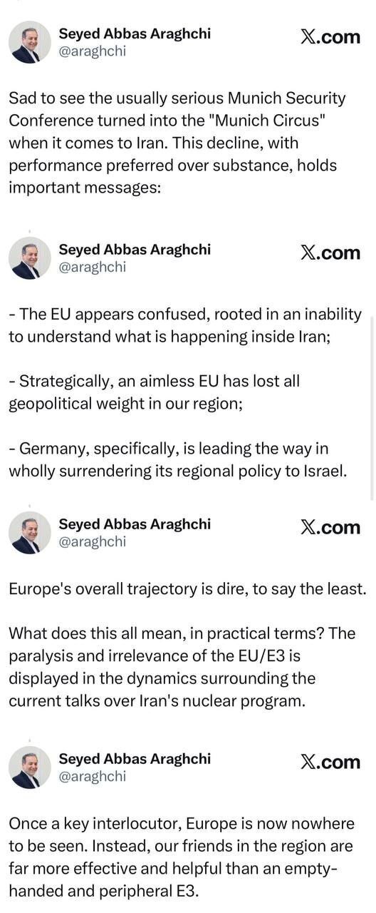 واکنش عراقچی به حذف از کنفرانس امنیتی مونیخ