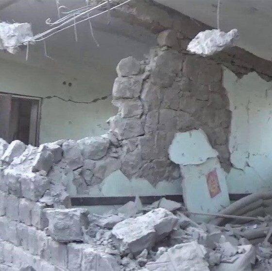 تخریب یک مدرسه در حمله دشمن صهیونی- آمریکایی به خمین