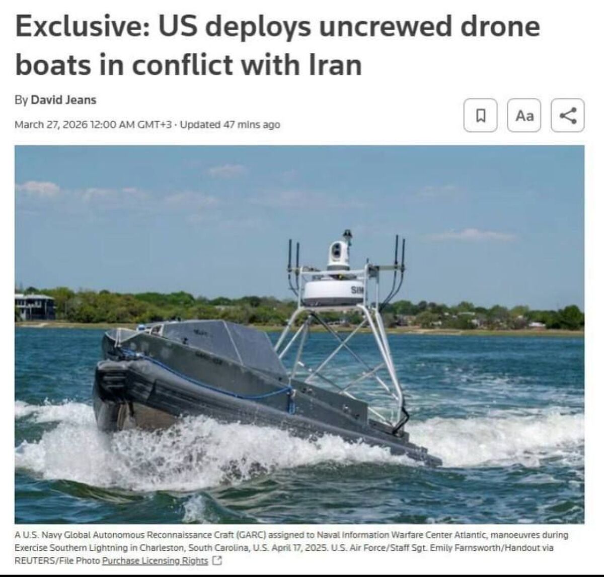 رونمایی از سلاح جدید آمریکا در جنگ با ایران / قایق‌های ویژه رسیدند