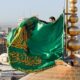 تعویض پوش ضریح و پرچم گنبد در صبح میلاد امام رضا(ع)