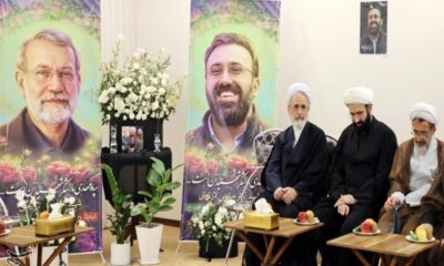 دیدار آیت‌الله اعرافی با خانواده شهید لاریجانی+ عکس