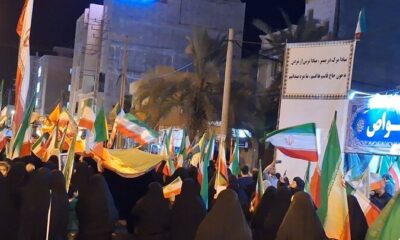 راهپیمایی شبانه مردم در گناوه