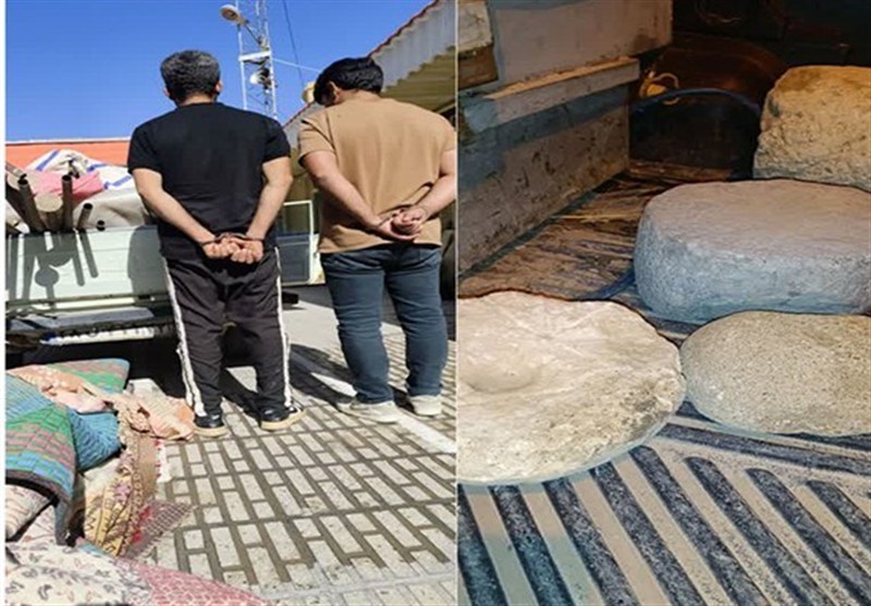 کشف 4 پایه ستون تاریخی در مرودشت؛ 2 نفر دستگیر شدند