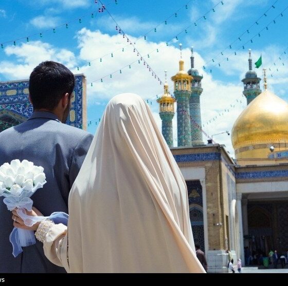 میزبانی اتاق عقد حرم بانوی کرامت از 90 زوج جوان در روز ازدواج + تصاویر