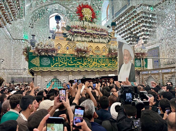 پیکر آیت‌الله العظمی محمد اسحاق فیاض در کاظمین و کربلا تشییع شد
