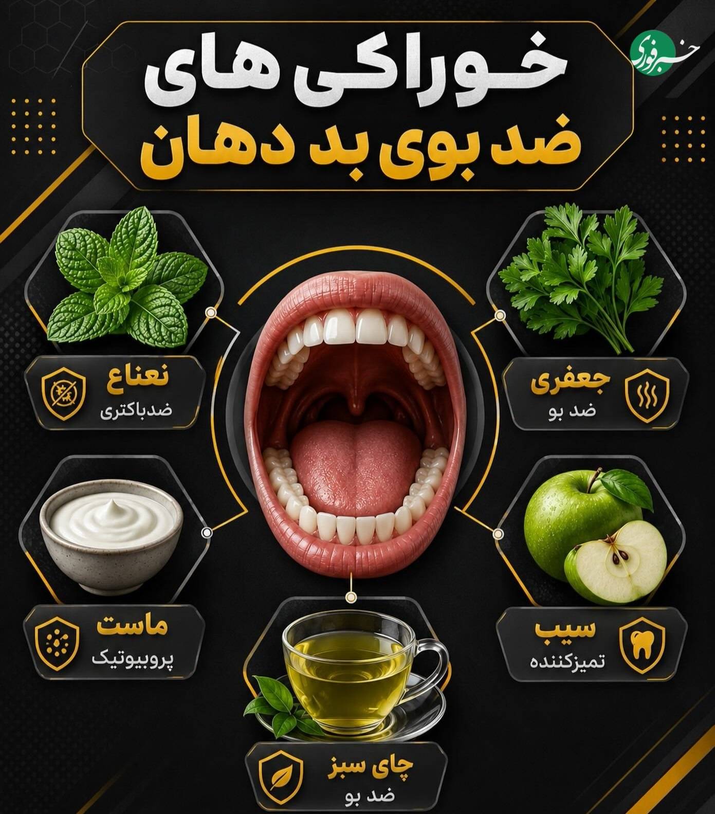 ۱۰ خوراکی برای داشتن نفسی تازه و خوشبو+ اینفوگرافی ۱۰ خوراکی برای داشتن نفسی تازه و خوشبو+ اینفوگرافی